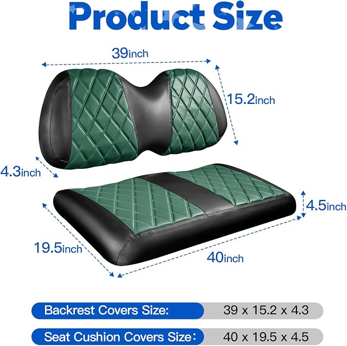 NOKINS Golf Cart Diamond Vinyl Seat Covers Fits Club Car Precedent 2004-UP | OEM Standard Front Seat Cushion,No Nails Required - Image 4