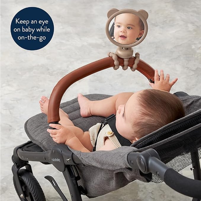 Itzy Ritzy Stroller Mirror, 360° Swivel Baby Stroller Accessory (Bear) | 360° Swivel Mirror, Tilting Design & Easy-Attach Wraparound Legs Provide Convenient Baby Monitoring During Stroller Walks - Image 3