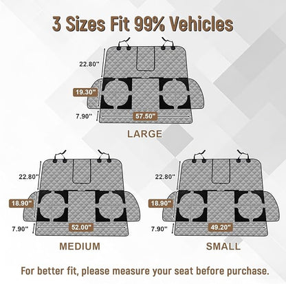 Pet Bench Seat Covers for Mid-Size Sedans and SUVs, Heavy Duty Nonslip Car Seat Protector for Child Car Seat, Waterproof Back Seat Covers for Dogs and Kids, Armrest & Seatbelt Access(Grey) - Image 7