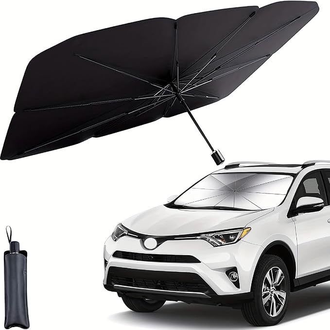 Windshield Sun Shade Foldable Umbrella, Sun Shade for Car Windshield, Car Window Shades [Silver Heat Shield - UV Reflective] Universal Fit Medium (56"x31") by Unknown