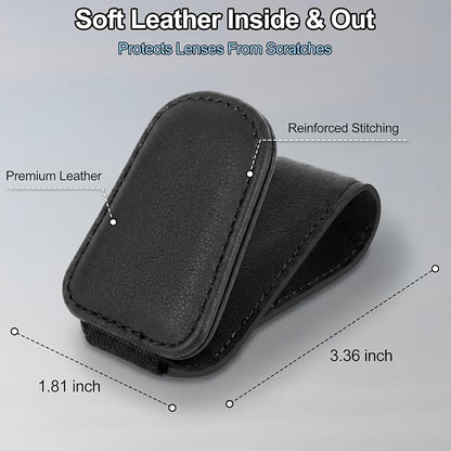 Magnetic Leather Sunglass Holder for Car, Eyeglasses Clip for Visor(Black) | Fits Different Size Eyeglasses, Securely Clips Sunglasses on Car Visor, Car Interior Accessories - Image 6