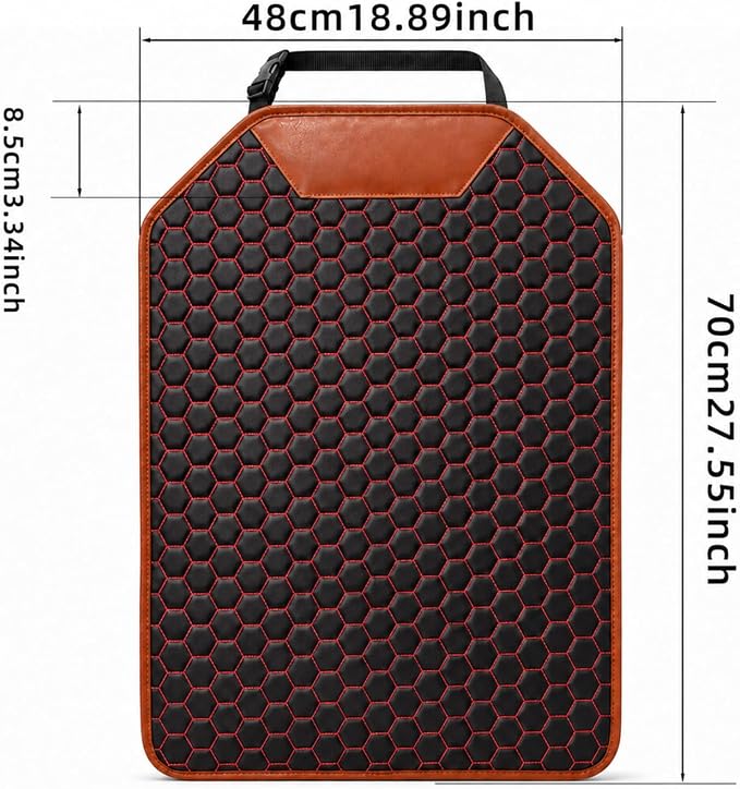 Car Back Seat Protector for Kids' Feet, Waterproof Kick Mat Seat Back Cover, Durable 600D Oxford & Faux Leather Car Seat Back Protector, Easy Clean Universal Fit for Cars SUVs Vans, Red, 1 Pack - Image 3