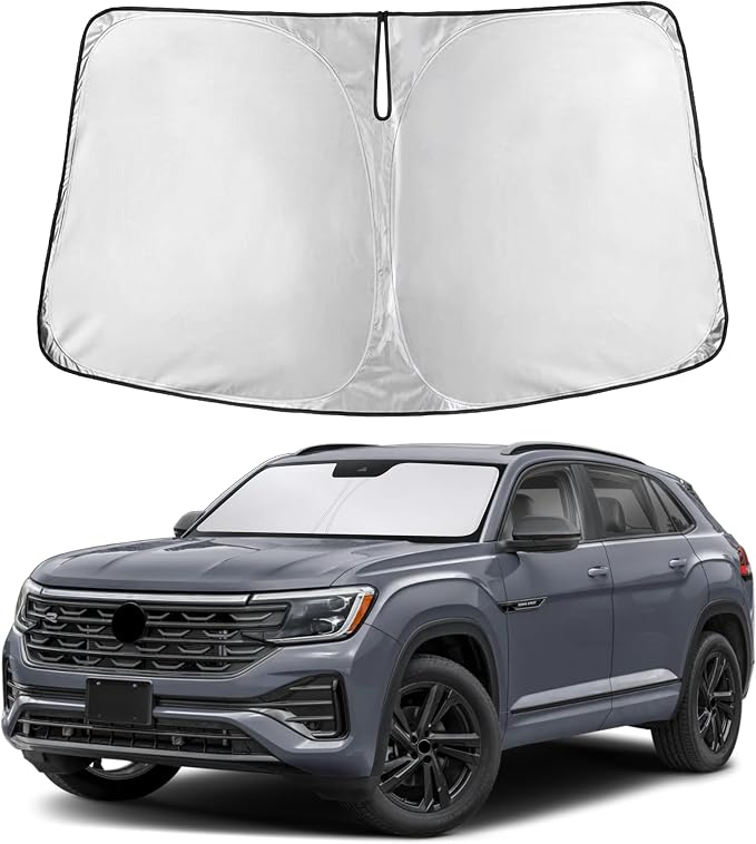 Autovir Windshield Sun Shade Fit for 2018-2024 2025 2026 Volkswagen Atlas | Sunshade, Front Car Window Shades Sun Visor, Blocks UV Rays & Heat, Car Accessories by Autovir