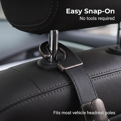 2PCS Leather Metal Car Headrest Hanger, Simple Style Car Seat Headrest Hooks, Multi-Purpose Car Seat Back Organizers, Universal for Purses, Handbags, Bags (Black) - Image 5