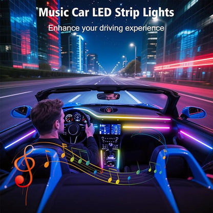 118" Acrylic Interior Car Lights with Smart APP RGB 2 in 1 (2 * 59in) | USB Powered Ambient Lighting Kits, 0.08in Ultra-Thin Thickness Car LED Strip Light Music Sync Neon Strip for Vehicle - Image 3