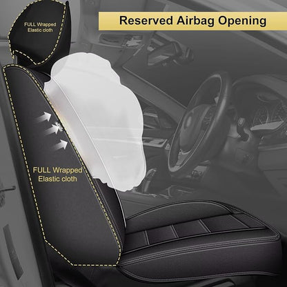 IKABEVEM Car Seat Covers for Honda Odyssey 2011-2026, 2-Pack Front | Luxury Fuax Leather, Waterproof, Airbag Compatible, Easy to Install, Scratch‑Resistant Seat Protection, Black - Image 3