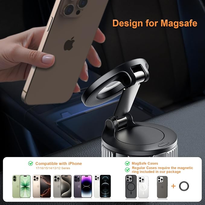 Magnetic Phone Holder for Car, 360° Adjustable Vacuum Car Phone Holder | 80+LBS Suction Phone Mount, for Car Dash/Windshield/Screen, Phone Holders for Your Car, for iPhone 17/16/15/14/13 - Image 8