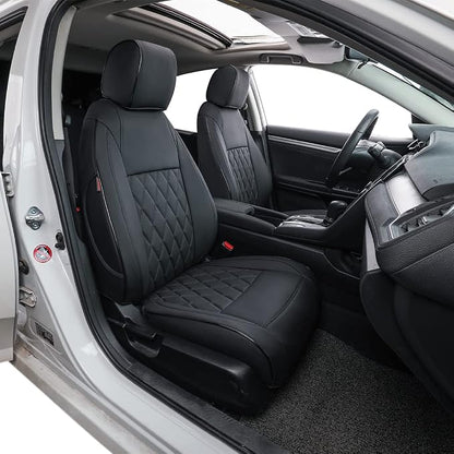 EKR Civic Seat Covers Custom Fit for Honda Civic (Hatchback) 2017 2018 2019 2020 2021 (Rear W/Armrest),Waterproof Leather Car Seat Cover Full Set,Faux Leather(Black) by EKR