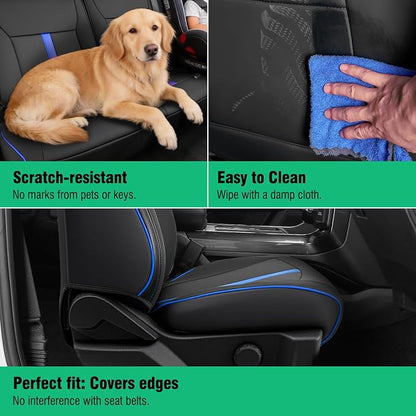 DiffCar® for Ford F150 Seat Covers 2015-2023 2024 2025 2026, Black/Blue | Full Set Faux Nappa Leather, Fit Crew and SuperCrew Cab XL XLT, Custom Fit for Ford F-150 Accessories, Pickup Seat Protectors - Image 6
