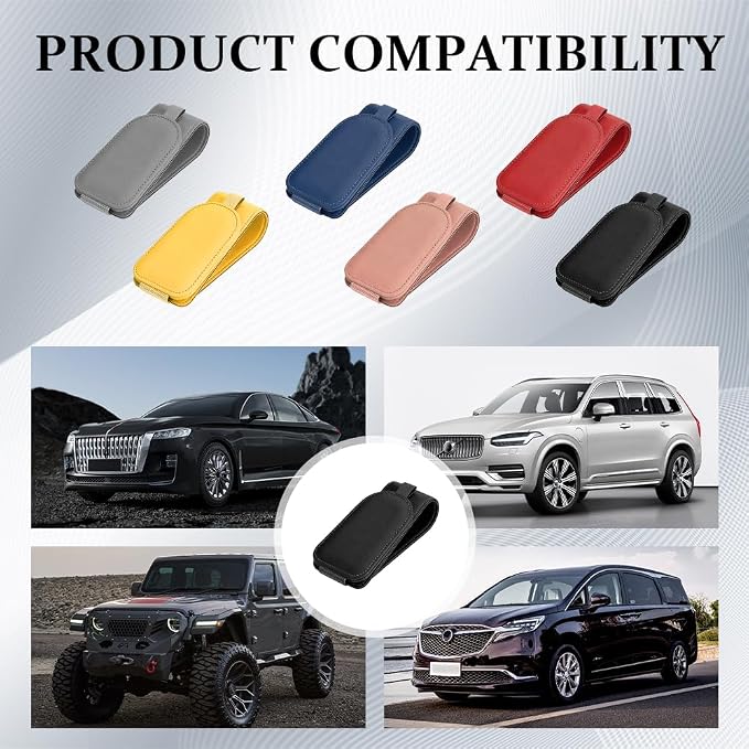 2PCS Sunglass Holder for Car Visor, Visor Sunglasses Holder Clip, Magnetic Leather Eyeglass Hanger Clip for Car, Auto Accessories Eyeglass and Ticket Card Storage Mount for Vehicles (Black) - Image 6