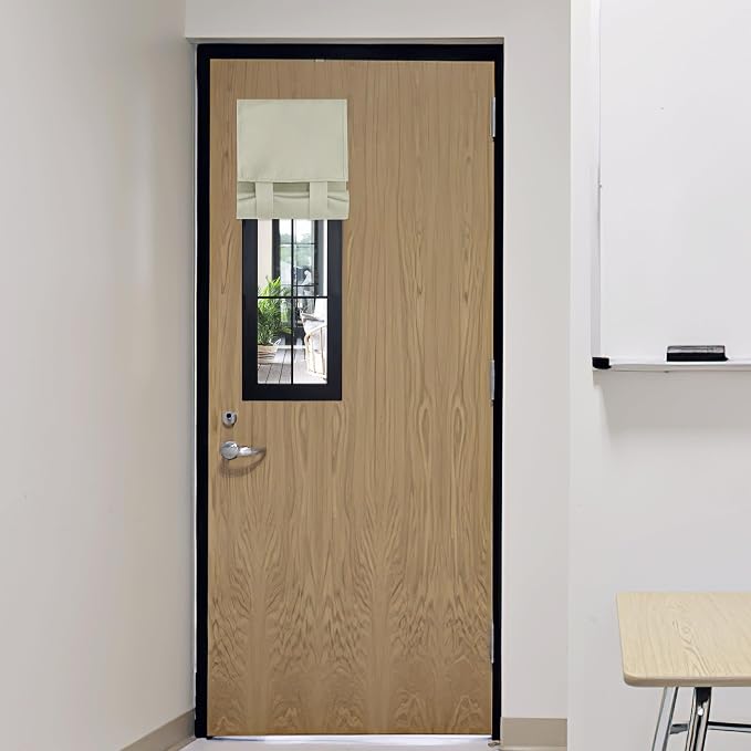 RYB HOME Classroom Door Window Cover Lockdown Shades Blackout, No Drill | Privacy Sidelight Glass Door School Office Blinds, Room Darkening Blocks Views, Portable Curtains, W12 x L30, Light Beige by RYBHOME