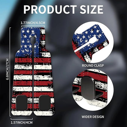 Car Seat Headrest Hook, Universal Leather Cute Hanger Holder Hook, Storage Organizer Interior Accessories for Purse Bags Handbag Vintage American Flag - Image 5