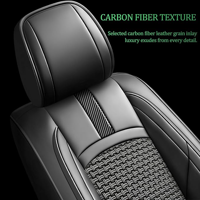 Fit Maxima Car Seat Covers for Nissan Maxima 2011-2021 2022 2023-Upgraded Premium Breathable Cooling Ice Silk Leather Seat Covers,All-Weather Breathable Seat Cushion Protector,Full Set,Black - Image 3