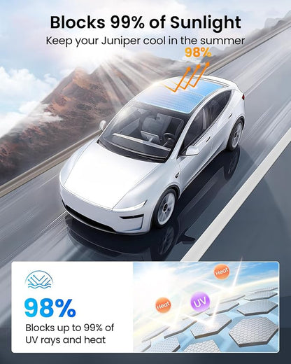 REEVAA Tesla Model Y Juniper (2026-2025) Sunshade Roof Accessories, Gray | OEM Fit;Full Blackout & Heat-Blocking; Protect Interior & Reduce A/C Workload; Two-Piece Magnetic Design Prevents Sagging - Image 4