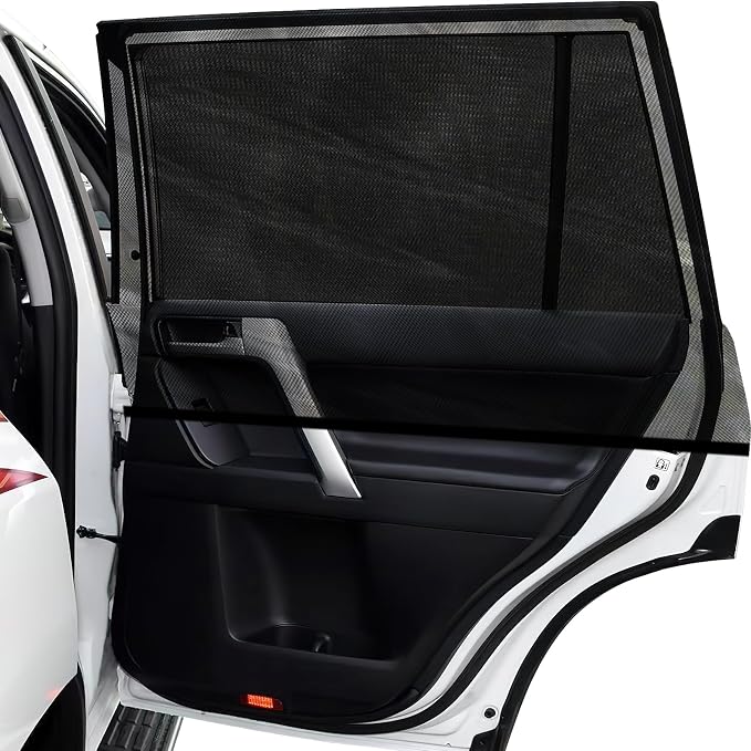 Car Window Shades，for Baby/Camping UV-Protection 2PCS XL 63''x28'' | Car Sun Shades for Side Windows with Breathable Mesh，for Back Covers Car, Truck, Suv, Car Camping Essentials,Black by AUGOLA