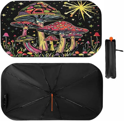 Retro 70's Psychedelic Hippie Car Windshield Sun Shade Foldable Umbrella Auto Sunshade for Car Truck SUV-Blocks Sun Visor Protector-Keeps Your Vehicle Cool by Foruidea