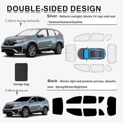 KMF 8pcs Thicken Sun Shades for Honda CR-V 2017-2022 Accessories, CRV Sunshade Full Car Window Covers for Windshield Side Rear, UV Block and Blackout Privacy for Camping Outdoor - Image 4