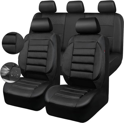 CAR PASS Breatherable Air Mesh Car Seat Covers Full Set, 3D Foam Back Support Automotive Seat Covers, All Season Car Seat Cover Fit Automotive,SUV,Sedan,Van, Airbag Compatible (Black) by CARPASS