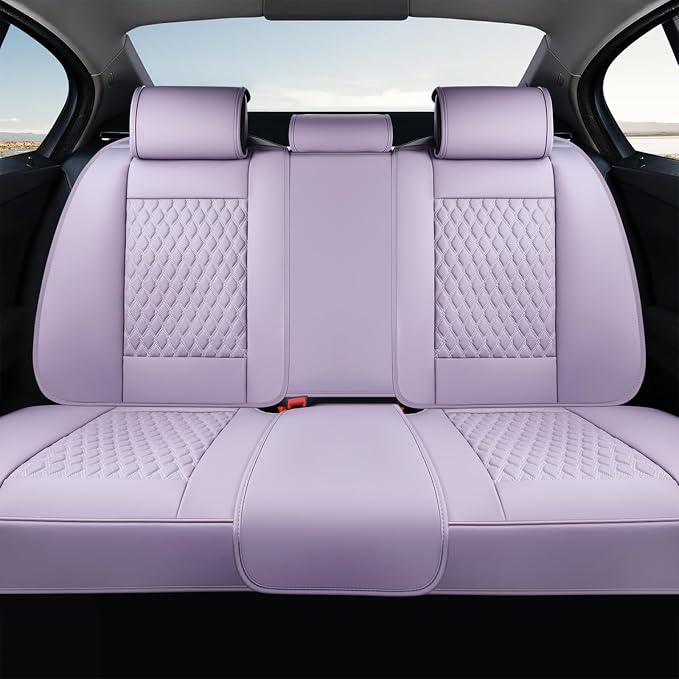 Coverado Rear Seat Covers, Leather Seat Cover for Car, Universal Waterproof Automotive Seat Cushion Protector for Most Cars Trucks SUV (Purple) by COVERADOAUTO