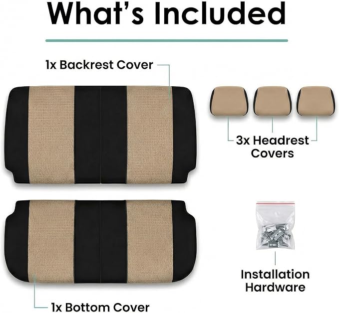 FH Group Automotive Seat Cover Trendy Elegance for Back Seat Begie Car Interior Accessories for SUV, Sedan & Van Universal Fit Combo Rear Seat Cover Split Bench Car Seat Protector for Dogs and Kids - Image 6
