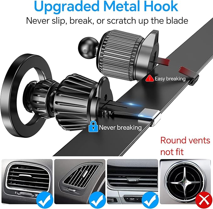 for MagSafe Car Mount, [Never Drop] Magnetic Phone Holder for Car Dash, HandsFree 360° Rotation Phone Mount [Strongest 3M Adhesive] for iPhone 15 14 13 12 & Mag Safe Case, Metal Gray - Image 6