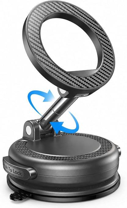 NeverFall Car Phone Mount for MagSafe, 89lbs Vacuum Suction, Strong Magnetic Dashboard & Windshield Mount, 360° Adjustable Phone Holder for iPhone & All Phones, Dark Gray by Moeila