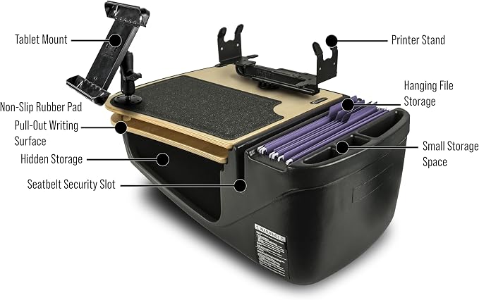 AutoExec AE-GMCD-PS-TAB-11M GripMaster Car Desk for Your Vehicle Workstation and Mobile Office, Natural with Printer Stand and Tablet Mount | Vehicle Workstation, Mobile Office, Printer Stand, Tablet Mount - Image 3