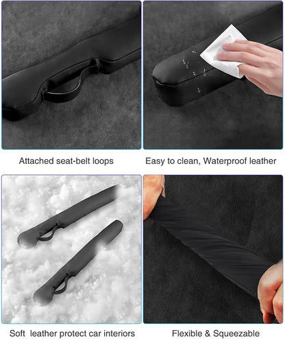 Leather Car Seat Gap Filler Universal for Car Truck SUV to Block The Gap Between Seat and Console Stop Things from Dropping 2 Sets Black - Image 2