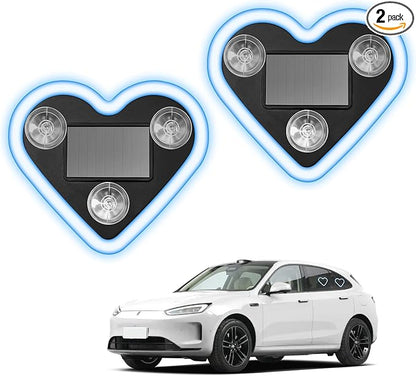 Heart-Shaped LED Neon Solar USB Rechargeable 2-Pack Blue Car | 40 High-Brightness Wireless Led Lights for Car, 5 Modes Suction Cups Easy Mount for Auto Interior Bedroom Decor Gift by Conchpeopleforoutdoorsports