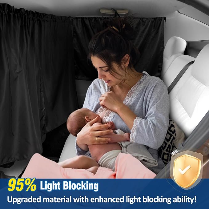 PAMASE Set of 3 Car Window Shades, 95% Light Blocking Sunshades | Wide Sedan SUV Accessories, for Kids, Baby, Travel, Camping, Nap, Sleeping - Image 4
