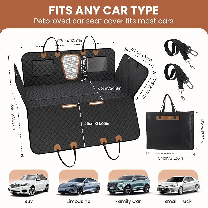A-Pce 600D Heavy Duty Dog Car Seat Cover for Back Seat, 2026 Upgraded | Hard Bottom Back Seat Extender for Pets- Holds 600lbs, Waterproof Scratch Proof Nonslip Dog Hammock for Cars Trucks and SUVs - Image 6