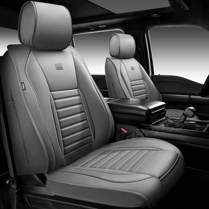 CAR PASS Nappa Leather Car Seat Covers Full Set, Luxury Seat Protector for Cars, Waterproof Anti-Slip Car Seat Cushion Armrest Compatible Airbag Universal for Sedan SUV Pick-up Truck Automotive, Gray - Image 2