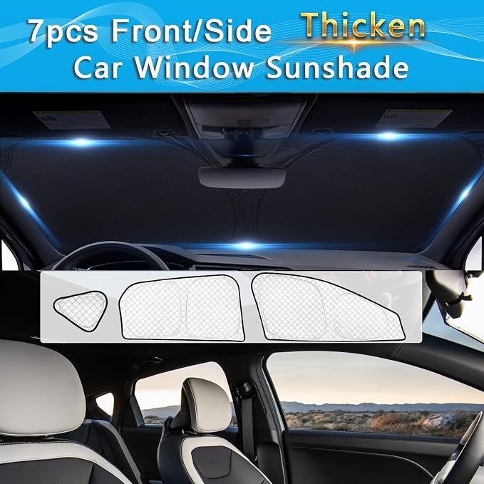KMF Sun Shades for KIA K4 2025 2026 Accessories, Full Car Window Covers Sunshade for Windshield Side Rear, UV Block and Privacy Blackout for Car Camping Outdoor 7Pcs - Image 6