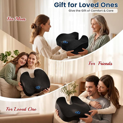 BlissTrends Memory Foam Seat Cushion for Office Chair & Car Seat, Black | Ergonomic Tailbone & Sciatica Support with Removable Velvet Cover for Pressure Relief and Long Sitting Comfort, 3.3" Thick - Image 8