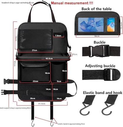 TCJJ: Car Seat Organiser, Backseat Kick Mats, Back Seat Protector | with Tray and Touch Screen Tablet Storage Car Organiser Backseat Vehicle for Kids, SUV, Minivan or Truck Seats - Image 3