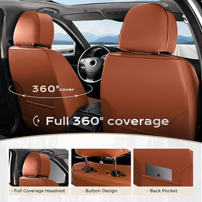 Coverado Car Seat Covers Full Set, Seat Covers for Cars, Front Seat Covers and Back Seat Cover Waterproof Leather Automotive Seat Cover, Universal Car Interior Protectors Cushion for Most Cars - Image 4