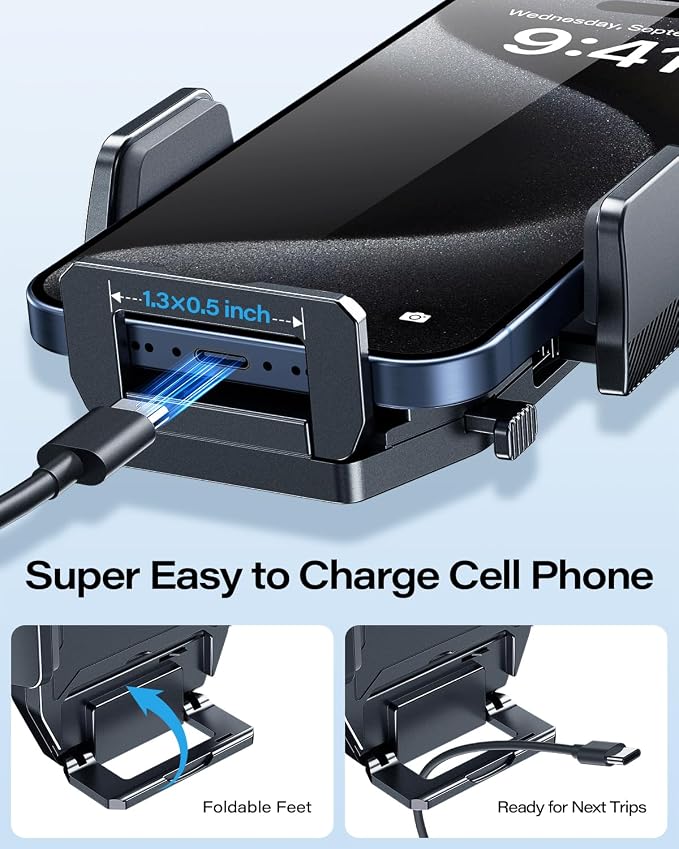 APPS2Car Sturdy CD Slot Phone Mount with One Hand Operation Design | Hands-Free Car Phone Holder, 360° Rotation, Easy Removal, Universally Compatible with All iPhone & Android Phones Smartphone - Image 5