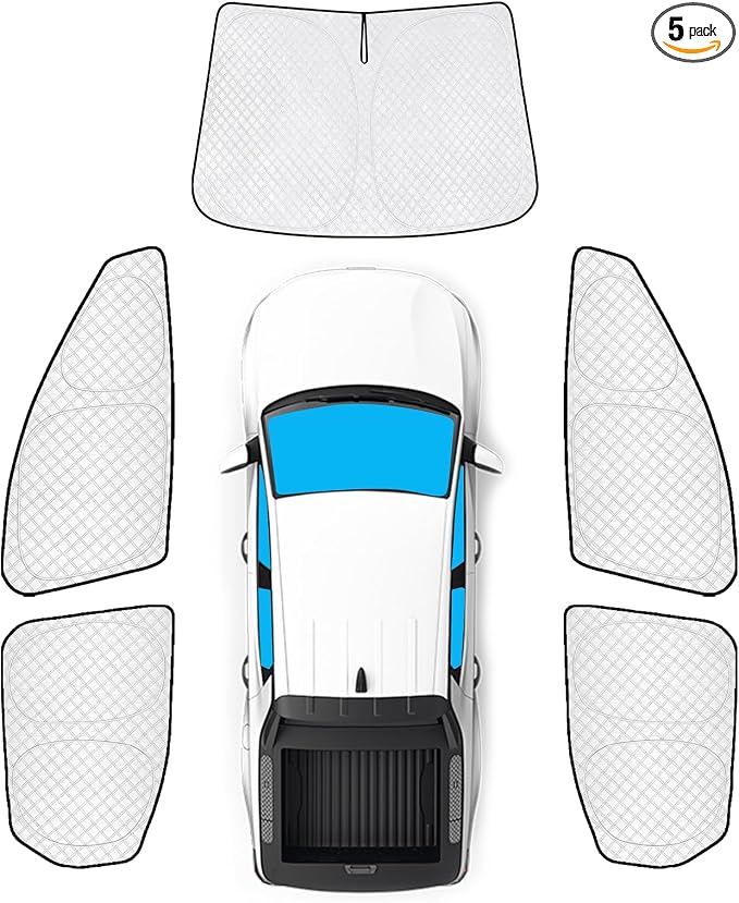 KMF 5pcs Thicken Car Sun Shades for Hyundai Santa Cruz 2022-2025 2026 Accessories, Car Window Covers Sunshade for Windshield Side Rear, Truck UV Block and Privacy Blackout for Camping by KMF