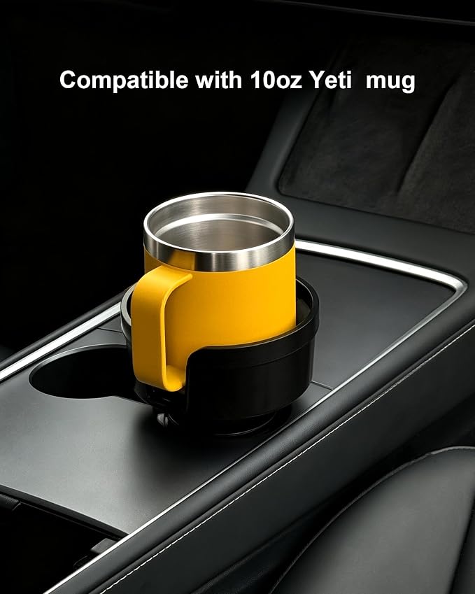 SEVEN SPARTA Car Cup Holder Expander for 10-24oz Travel Mugs & Coffee Cups | Low Profile Version for Yeti, Stanley & Hydro Flask Mugs 10-24oz, Adjustable Offset Base with Lock Ring, Fits 3.5"-4" Cups - Image 3