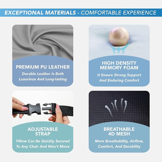 Lofty Aim Lumbar Support Pillow for Car, Car Seat Back Support for Driving | Memory Foam Car Lumbar Support for Driving Seat, Car Back Cushion, Adjustable Straps, Lower Back Pillow, Dark Grey - Image 6
