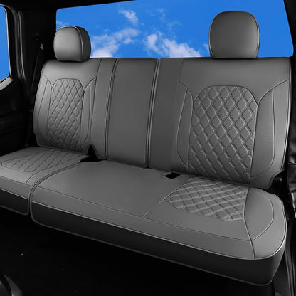 Huidasource Fit for Gray Chevy Silverado/GMC Sierra Rear Seat Covers, Thickened Split Nappa Leather Truck Back Seat Cover 2007-2013&2019-2026 1500, 2020-2026 2500HD 3500HD Crew Cab WT LS LT by Huidasource