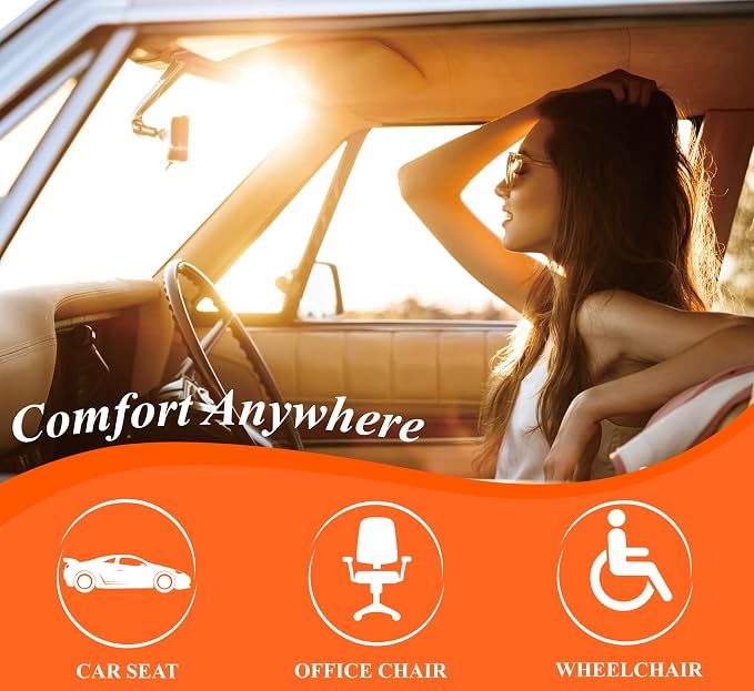 kingphenix Memory Foam Car Seat Cushion for Driver and Office Chair Comfort | 1.2-Inch-Thick Memory Foam Seat Pad, Soft, Breathable Fabric, Non-Slip Silicone Bottom for Long Drives and Office Use, Gray - Image 2