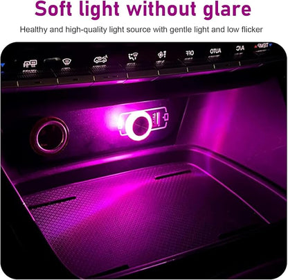 USB LED Car Interior Atmosphere Lamp, Mini Crystal Car LED Night Light, Plug-in Night Ambient Lighting, Universal USB Ambient Light for Cars SUVs Trucks RVs (Purple) - Image 5