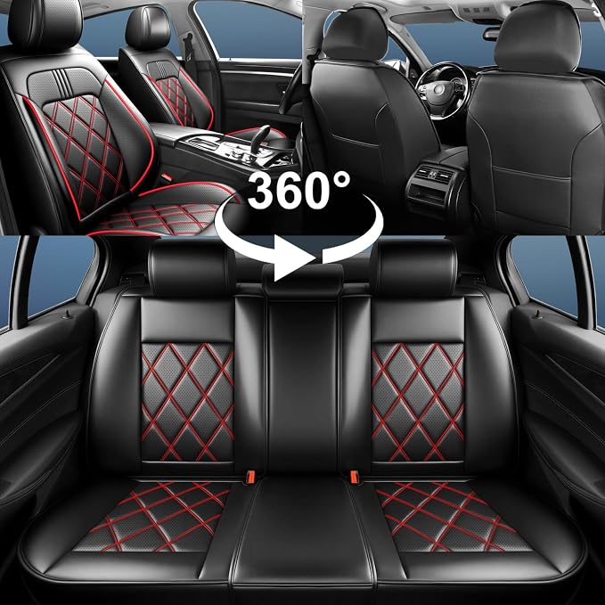 Seltos Car Seat Covers Custom Fit for Kia Seltos 2021-2025 2026, Full Coverage Leather Waterproof Breathable Seat Covers, Automotive Seat Protectors, Airbag Compatible(2 Front Seats, Red Black) - Image 8