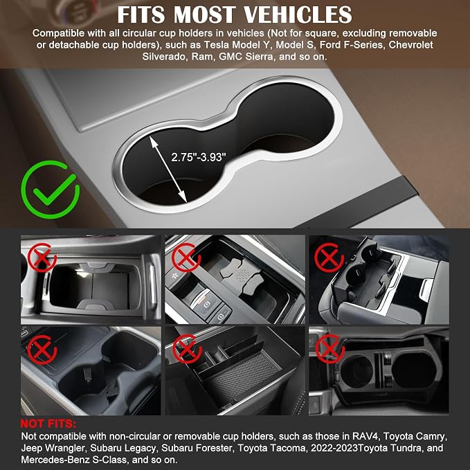 Car Tray & Car Desk for Laptop, 360° Rotating Wood Cup Holder Food Table | Anti-slip silicone mat included, Fits 2.75"-3.93" round cup holders, Compatible with Tesla Model Y/3/S & Most Vehicle - Image 3