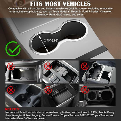 Car Tray & Car Desk for Laptop, 360° Rotating Wood Cup Holder Food Table | Anti-slip silicone mat included, Fits 2.75"-3.93" round cup holders, Compatible with Tesla Model Y/3/S & Most Vehicle - Image 3