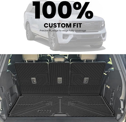 LASFIT Floor Mat with Ford Expedition Max 7&8 Seats 2025 2026 2027 | Backrest Mat fit Lincoln Navigator,Costom Fit All Weather Protection TPE Easy Clean Cargo Liners,4pcs,Black - Image 4