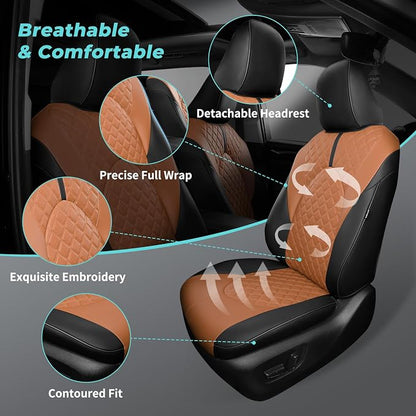 Custom Seat Covers for Toyota Highlander 2020-2024 8 Seats | black brown, faux leather, 2nd row 40/60 split bench, waterproof, breathable, airbag compatible, stain resistant - Image 7