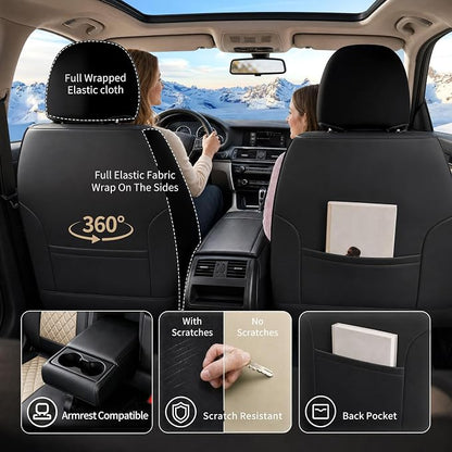 for Subaru Outback 2007-2026 Car Seat Covers, Full Set, Beige | Luxury Full Coverage Leather Seat Protectors, Waterproof Breathable, Non-Slip, Easy to Install, Airbag Compatible, All-Season - Image 7
