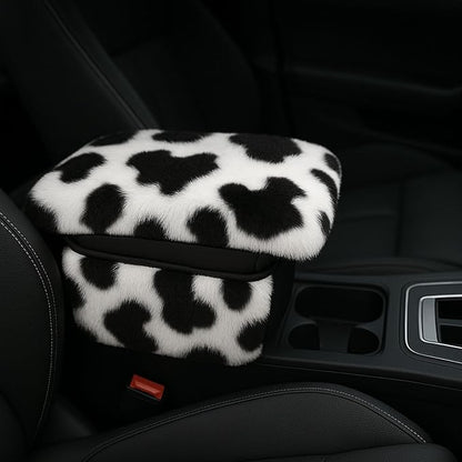Fluffy Car Armrest Cover with Side Pockets – Plush Fuzzy Fur Center Console Armrest Cushion Pad, Universal Winter Car Interior Protector, Soft Arm Rest Cover with Storage for Women & Men (COWS) by Unknown